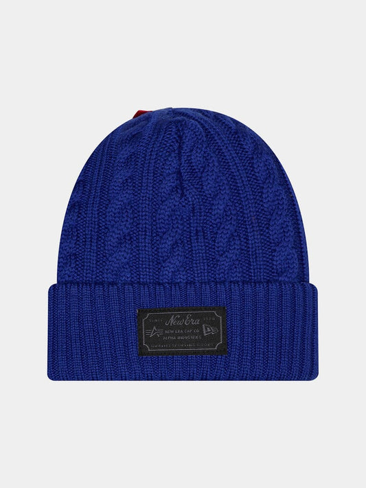 NEW YORK METS X ALPHA X NEW ERA CABLE KNIT BEANIE LIGHT ROYAL | Alpha Industries