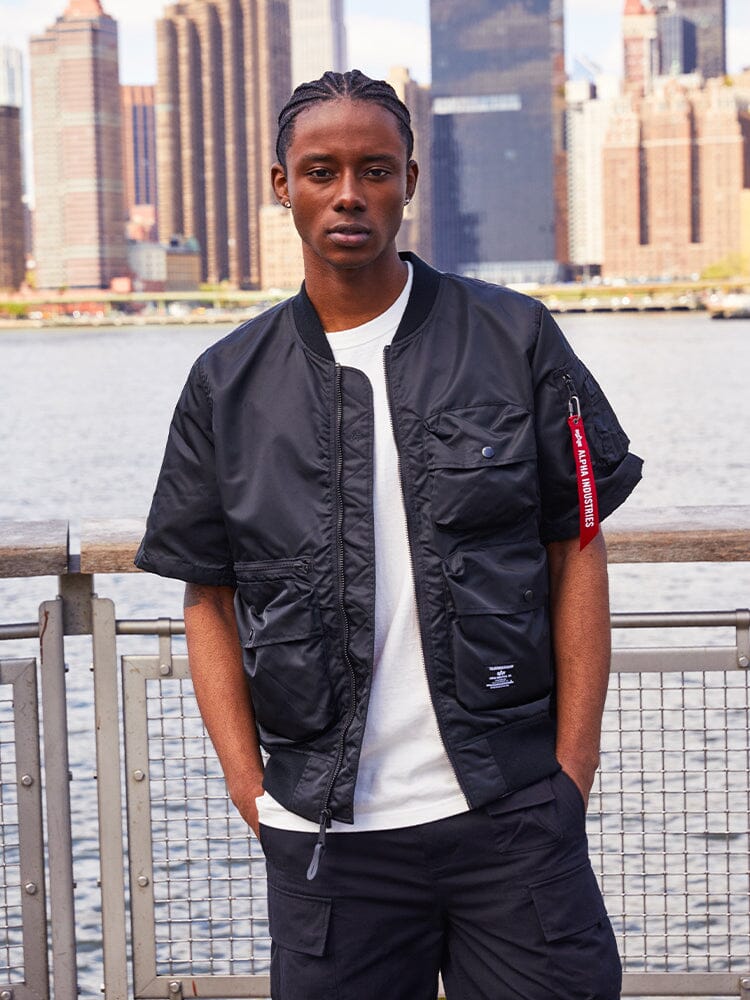 L-2B Short Sleeve Bomber Jacket BLACK | Alpha Industries