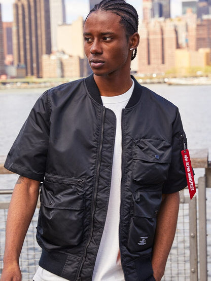 L-2B Short Sleeve Bomber Jacket BLACK | Alpha Industries