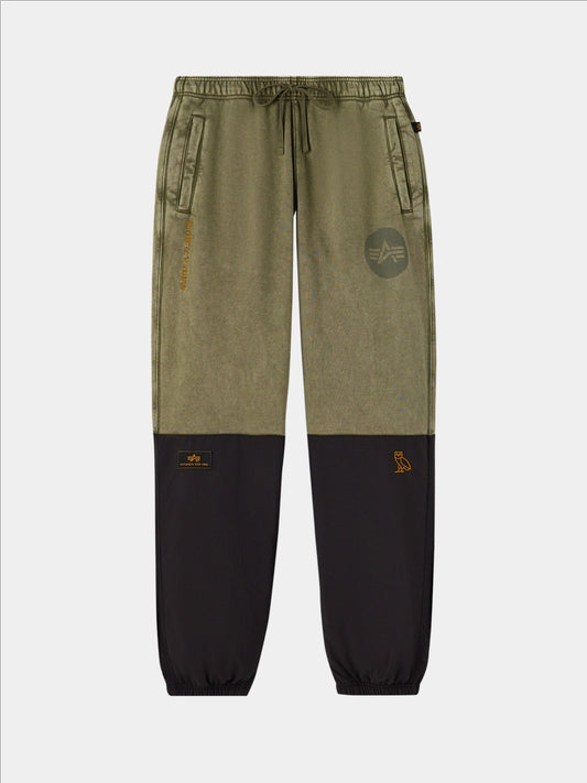 OVO X Alpha Garment Dye Fleece Pants OG-107 GREEN | Alpha Industries