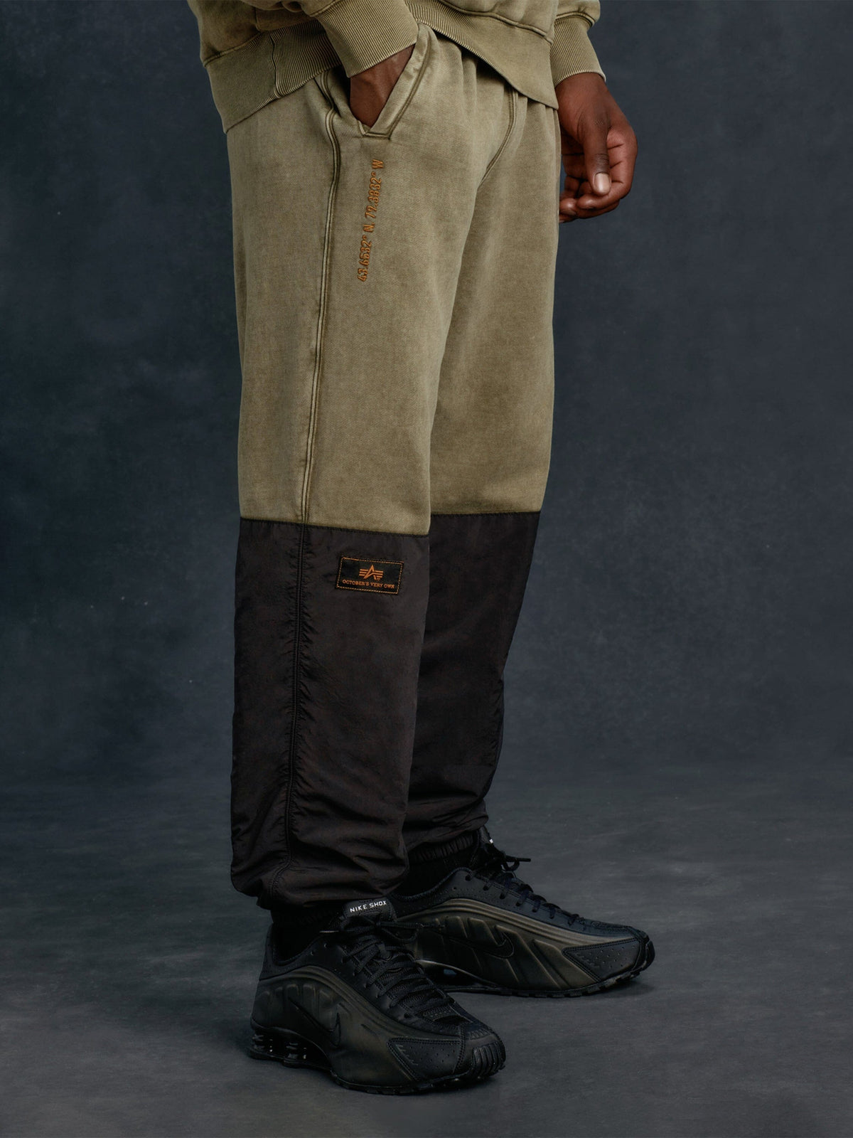OVO X Alpha Garment Dye Fleece Pants OG-107 GREEN | Alpha Industries