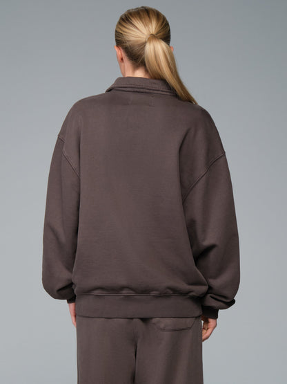 ESSENTIAL 1/4 ZIP BATTLEWASH SWEATSHIRT HICKORY | Alpha Industries