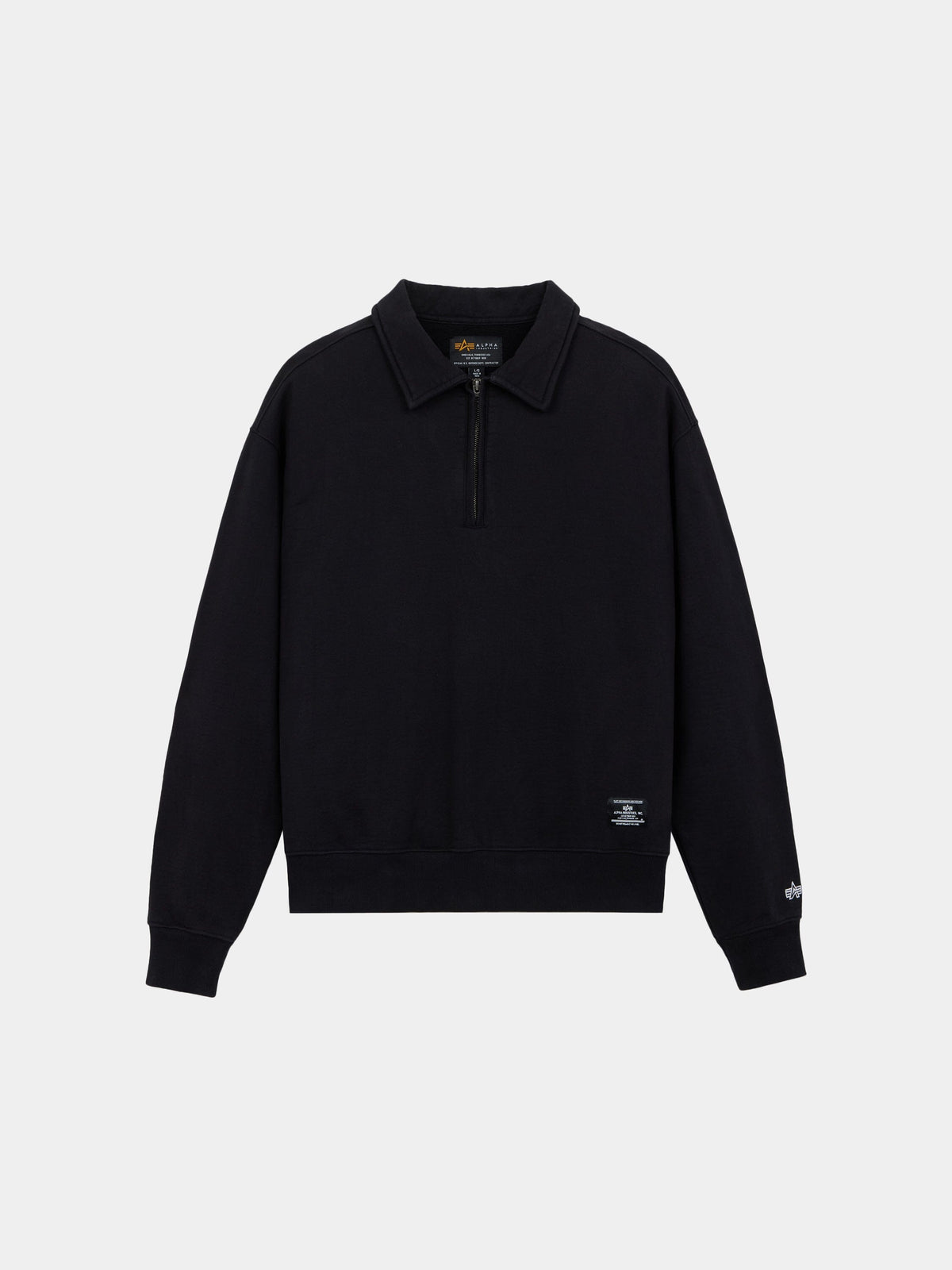 ESSENTIAL 1/4 ZIP SWEATSHIRT BLACK | Alpha Industries