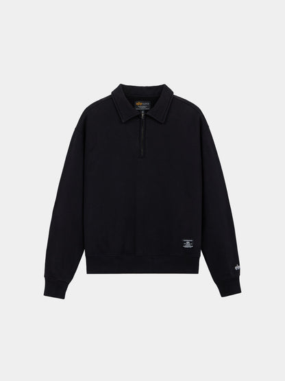 ESSENTIAL 1/4 ZIP SWEATSHIRT BLACK | Alpha Industries