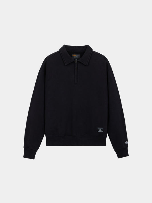 ESSENTIAL 1/4 ZIP SWEATSHIRT BLACK | Alpha Industries