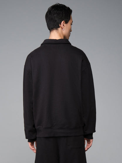 ESSENTIAL 1/4 ZIP SWEATSHIRT BLACK | Alpha Industries