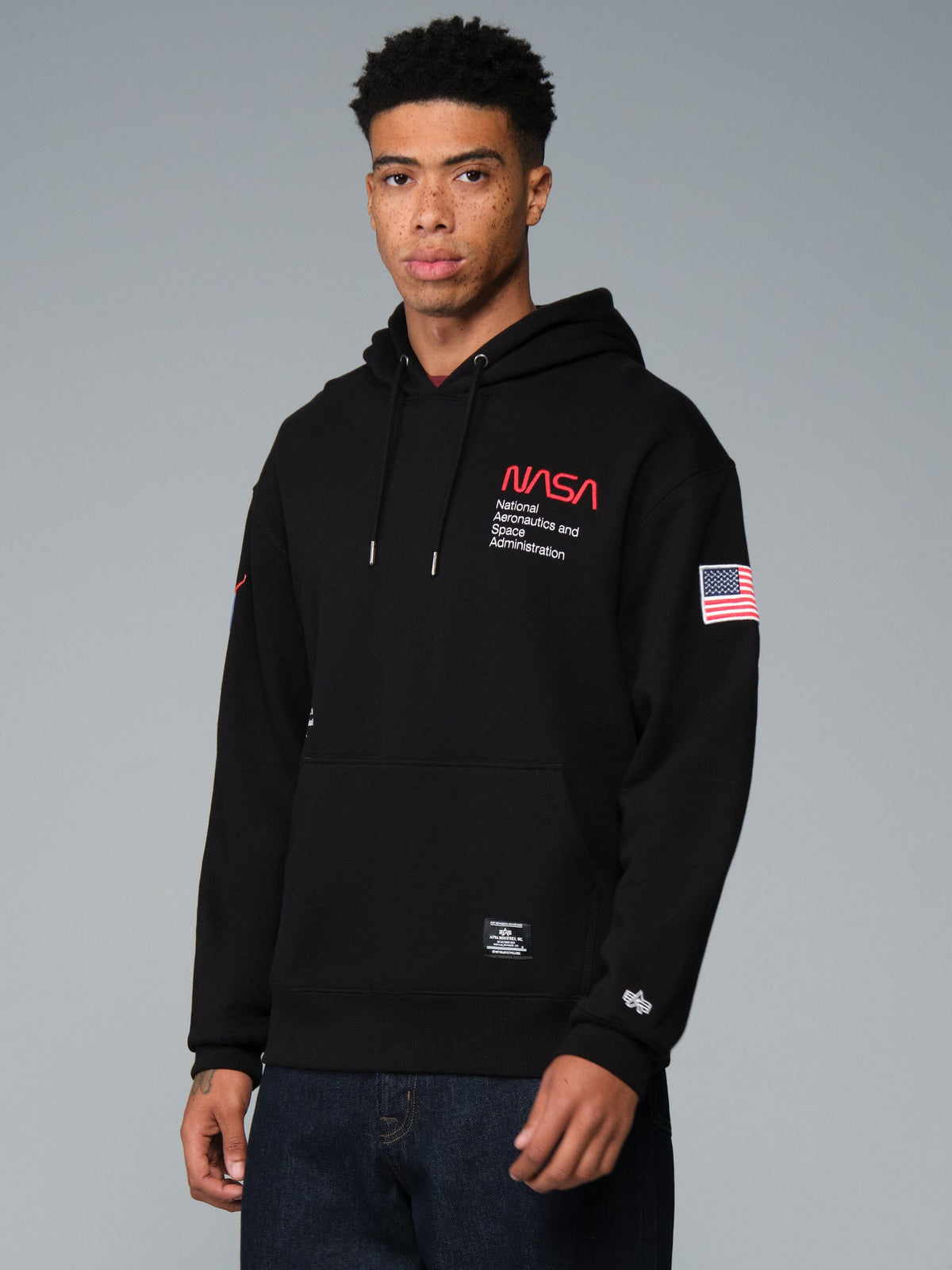 NASA ESSENTIAL HOODIE SWEATSHIRT BLACK | Alpha Industries