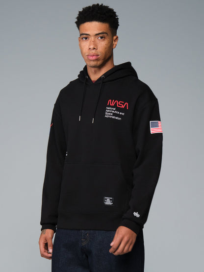 NASA ESSENTIAL HOODIE SWEATSHIRT BLACK | Alpha Industries