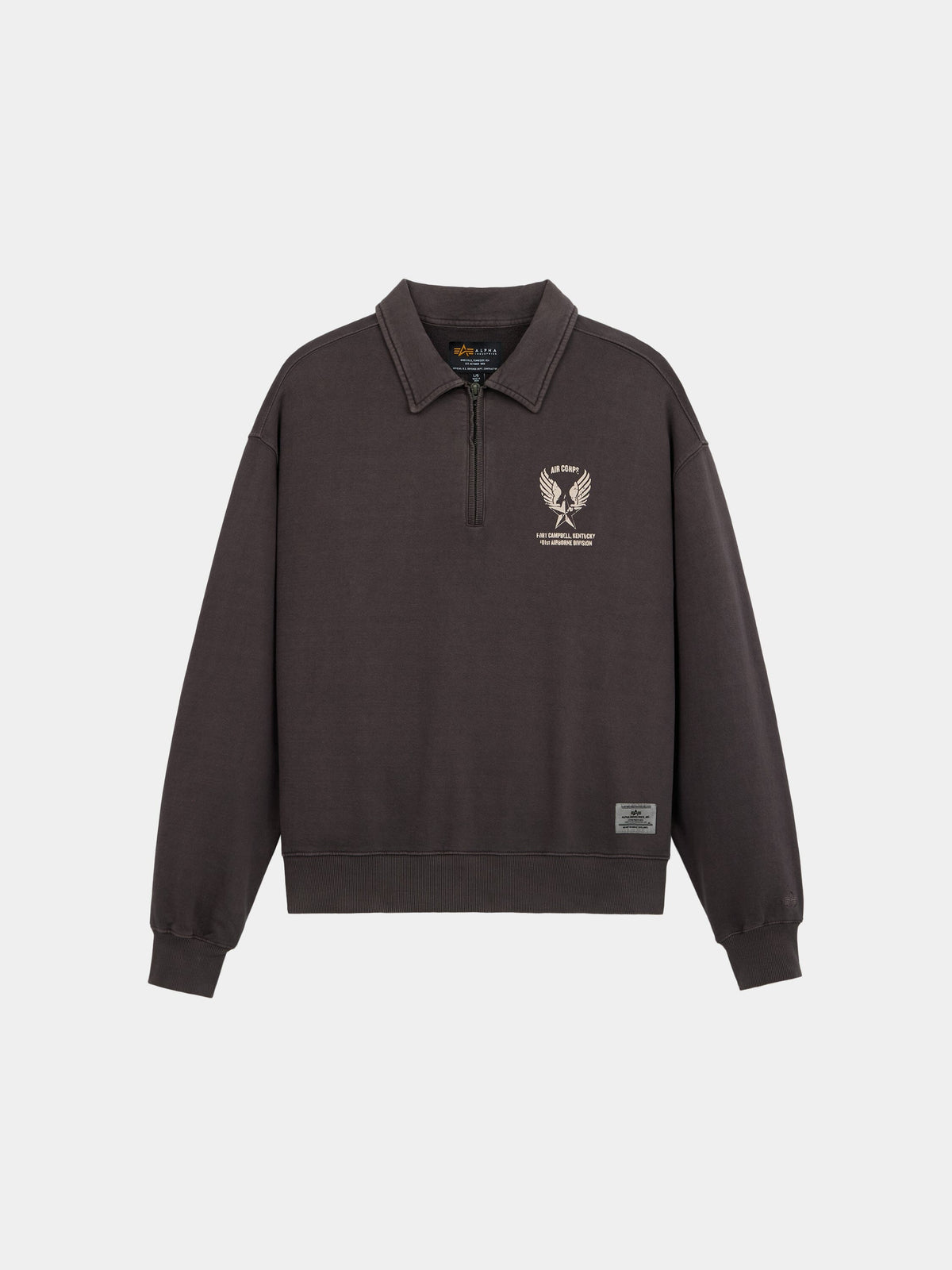 ESSENTIAL 1/4 ZIP AIRCORP SWEATSHIRT HICKORY | Alpha Industries