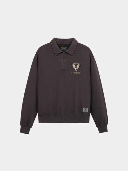 ESSENTIAL 1/4 ZIP AIRCORP SWEATSHIRT HICKORY | Alpha Industries