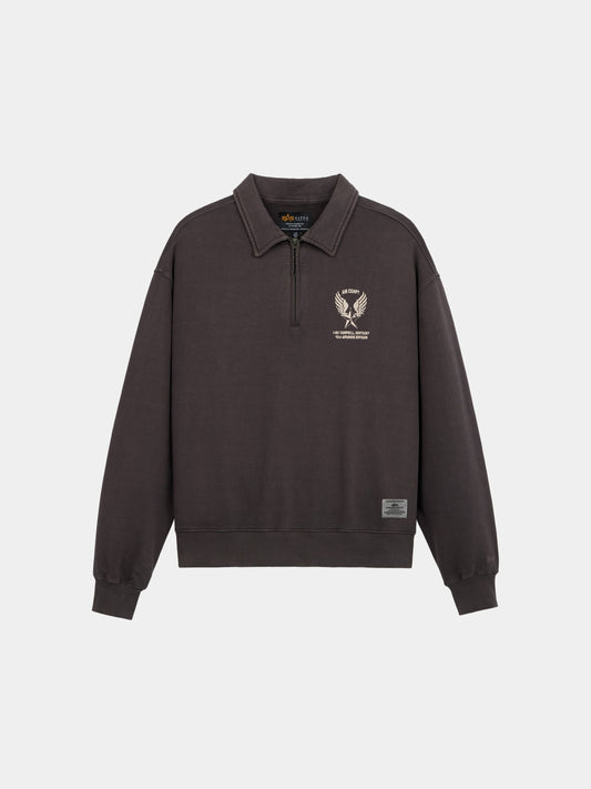ESSENTIAL 1/4 ZIP AIRCORP SWEATSHIRT HICKORY | Alpha Industries