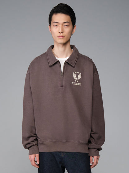 ESSENTIAL 1/4 ZIP AIRCORP SWEATSHIRT HICKORY | Alpha Industries