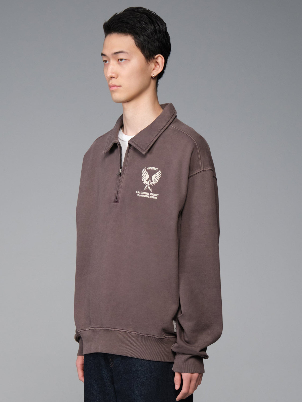 ESSENTIAL 1/4 ZIP AIRCORP SWEATSHIRT HICKORY | Alpha Industries