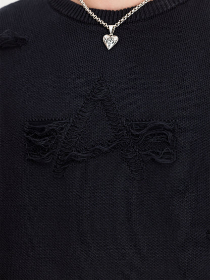 Distressed Logo Pullover BLACK | Alpha Industries