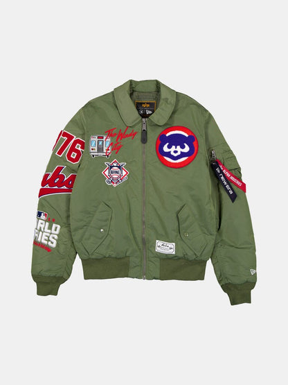 CHICAGO CUBS X ALPHA X NEW ERA MA-1 COLLARED BOMBER JACKET GREEN | Alpha Industries