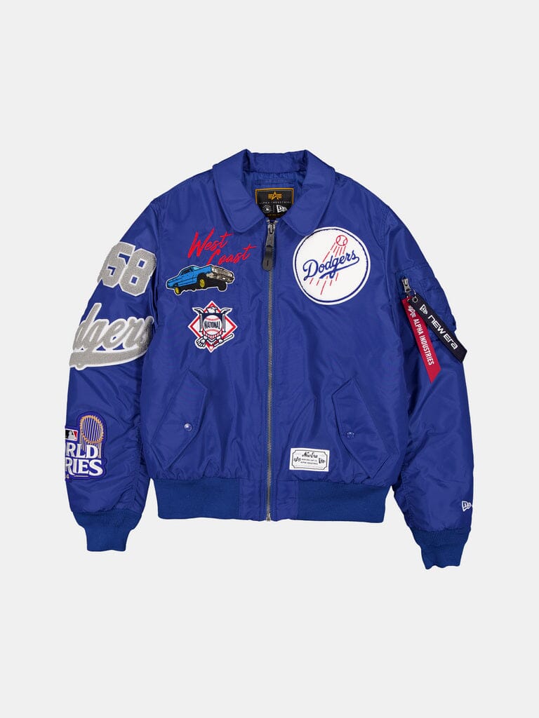 LOS ANGELES DODGERS X ALPHA X NEW ERA MA-1 COLLARED BOMBER JACKET LIGHT ROYAL | Alpha Industries