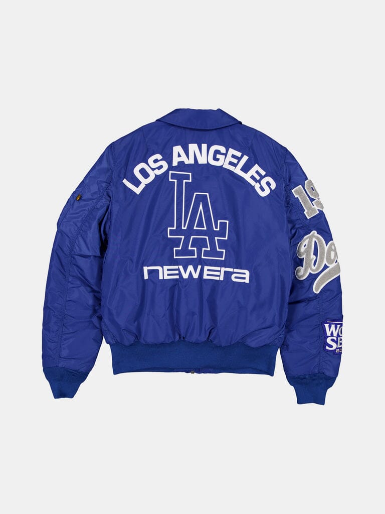 LOS ANGELES DODGERS X ALPHA X NEW ERA MA-1 COLLARED BOMBER JACKET LIGHT ROYAL | Alpha Industries