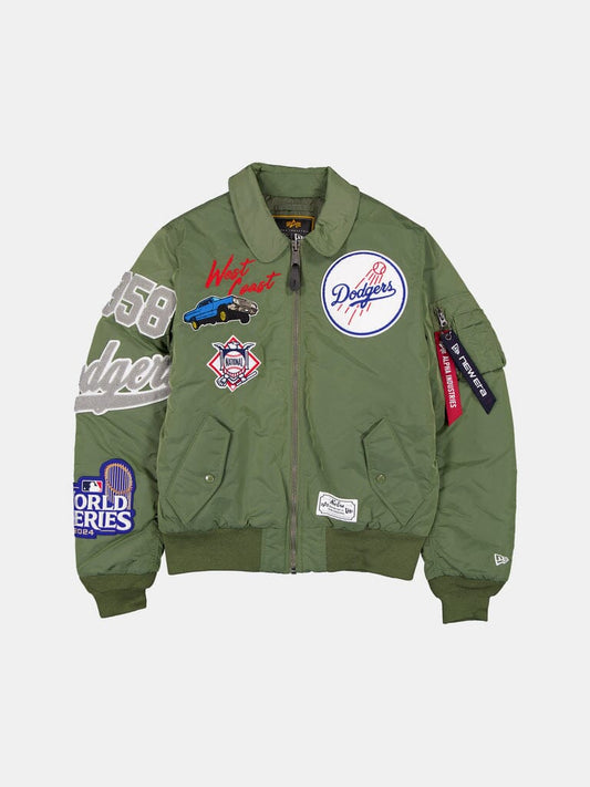 LOS ANGELES DODGERS X ALPHA X NEW ERA MA-1 COLLARED BOMBER JACKET (GRE GREEN | Alpha Industries