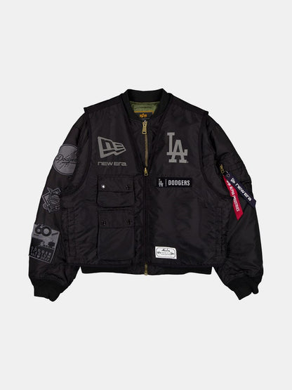 LOS ANGELES DODGERS X ALPHA X NEW ERA MA-1 BOMBER JACKET WITH VEST BLACK | Alpha Industries