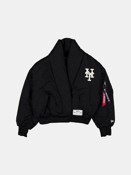 NEW YORK METS X ALPHA X NEW ERA SHAWL COLLAR BOMBER JACKET WOMENS BLACK | Alpha Industries