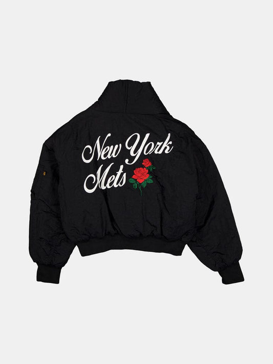 NEW YORK METS X ALPHA X NEW ERA SHAWL COLLAR BOMBER JACKET WOMENS BLACK | Alpha Industries