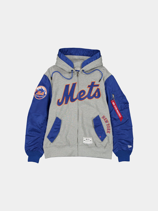 New York Mets X Alpha X New Era MA-1 Zip-Up Hoodie BLUE | Alpha Industries