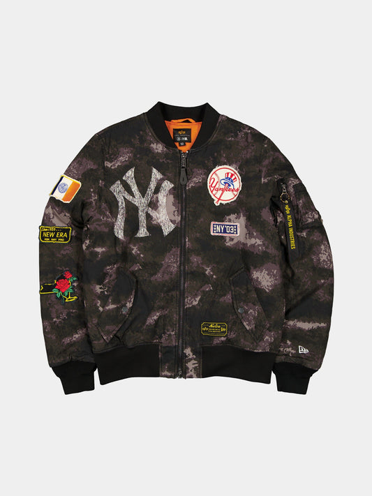 New York Yankees X Alpha X New Era MA-1 Bomber Jacket (Black Camo) BLACK | Alpha Industries