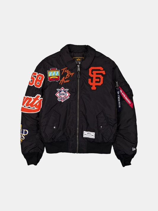 SAN FRANCISCO GIANTS X ALPHA X NEW ERA MA-1 COLLARED BOMBER JACKET BLACK | Alpha Industries